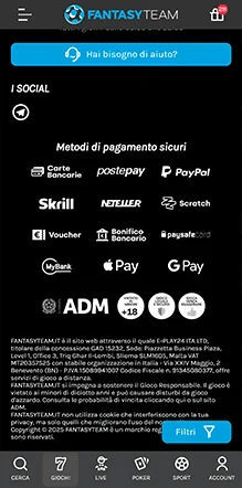 fantasyteam metodi di pagamento